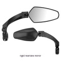Black PMMA acrylic rotatable rearview mirror for mountain bike handlebars.