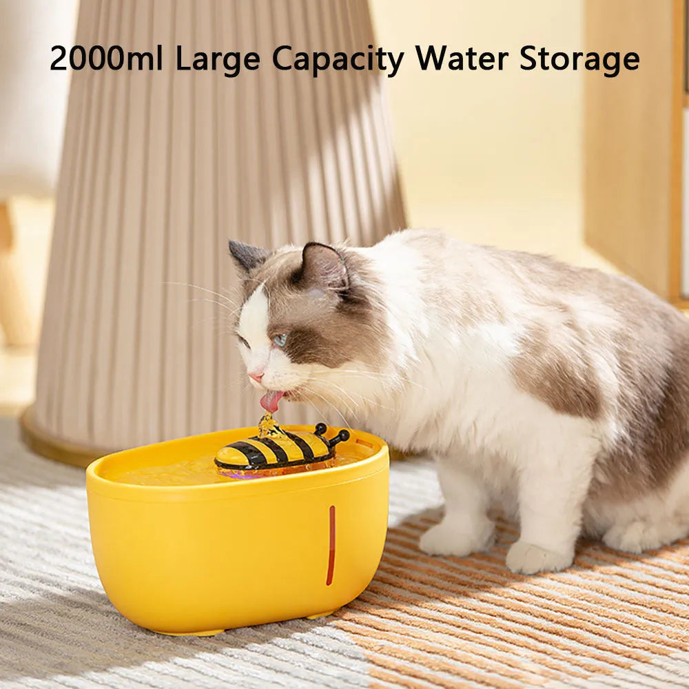 Automatic cat water fountain with filtration system blue light indicator and anti-slip base
