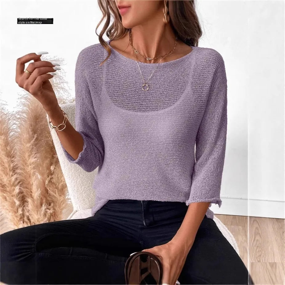 Women's thin knitted off-shoulder overall with 3D pattern in multiple colour options