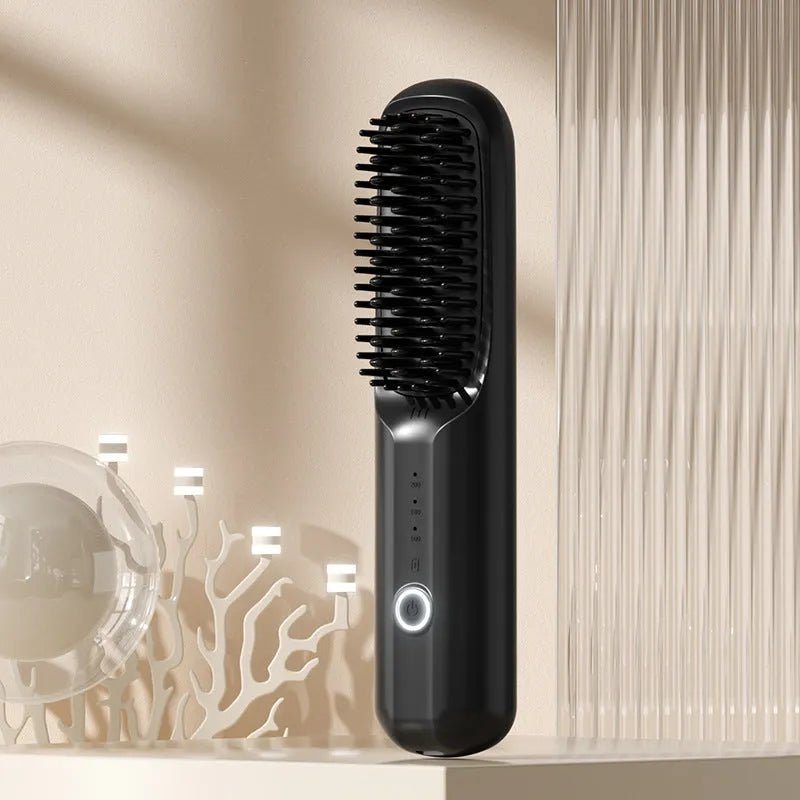Anion wireless straight comb in beige, black, pink, or purple with Type-C charging port