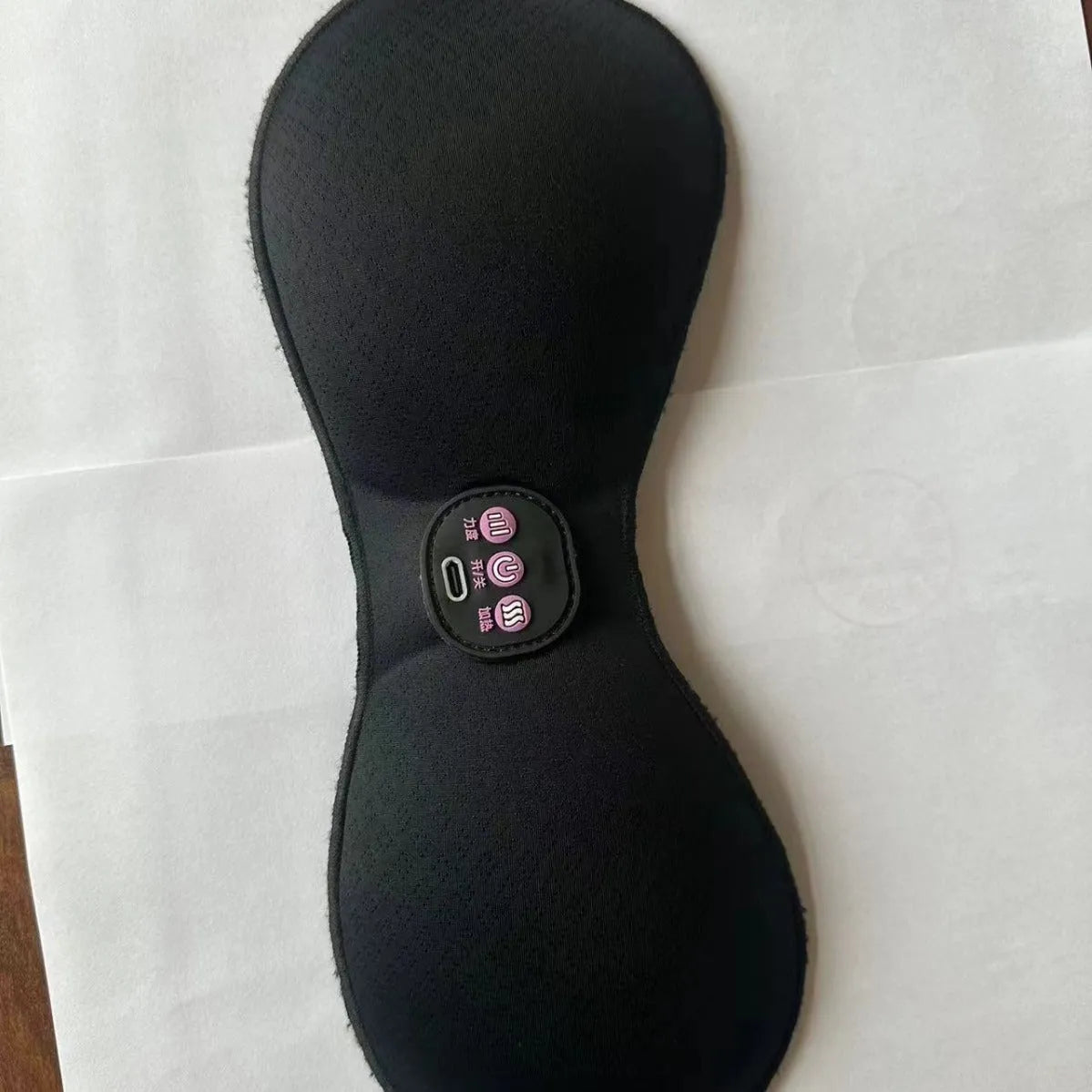 Black electric chest massage stickers with 3-key English control liner for vibration therapy