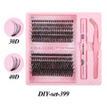 DIY single cluster false eyelashes set with artificial fibre construction and four specification options