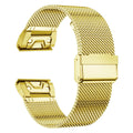 Stainless steel card strap for Garmin Fenix smartwatches in silver, black, gold, and rose gold colours