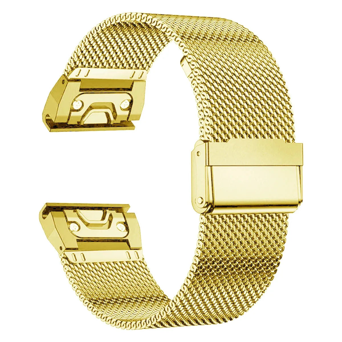 Stainless steel card strap for Garmin Fenix smartwatches in silver, black, gold, and rose gold colours