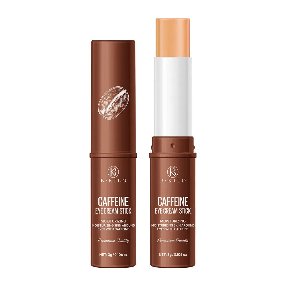 Caffeine eye cream stick in portable packaging for under-eye application