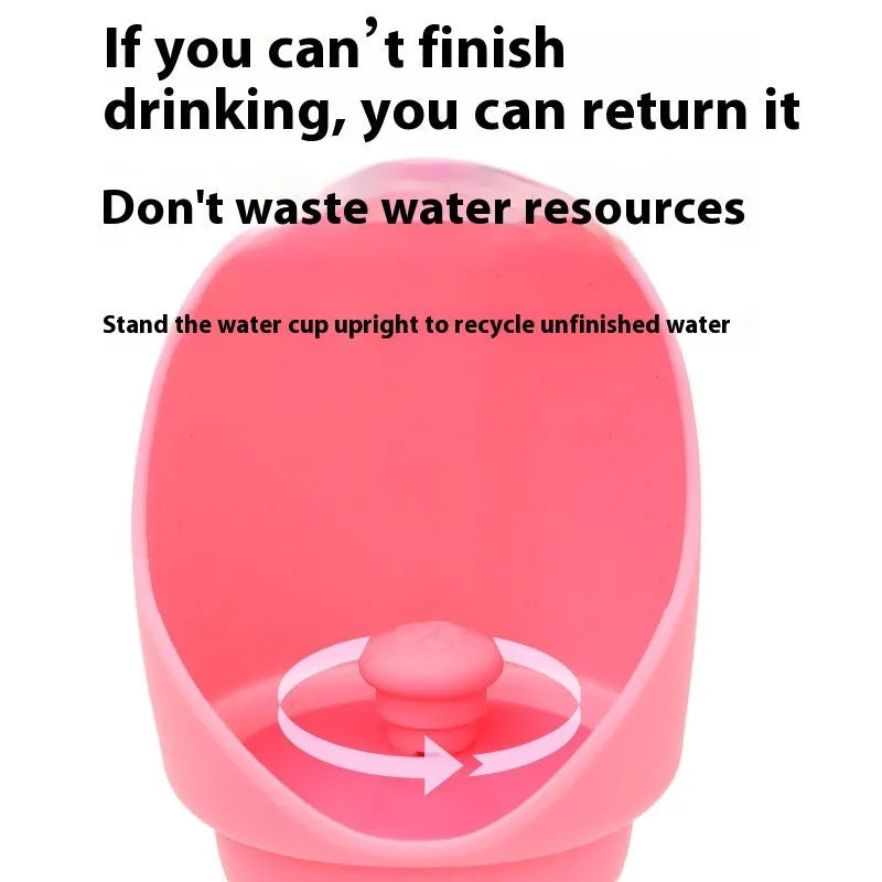 Silicone pet folding water cup shown open and collapsed, in various colours including pink, black, and green pineapple.