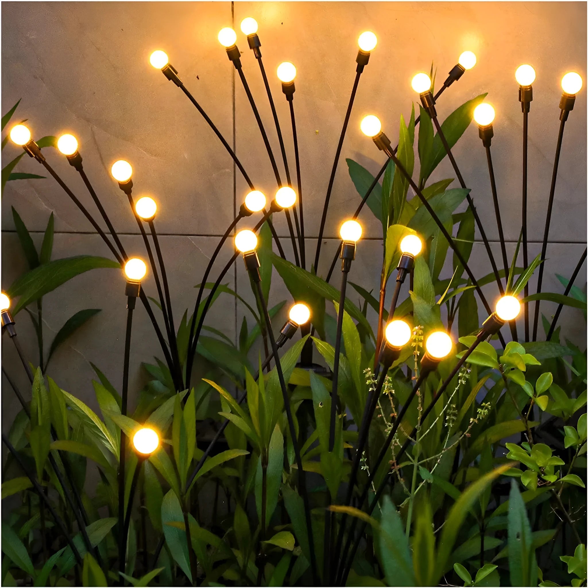 Solar-powered LED ground spike garden light with multiple head cluster options