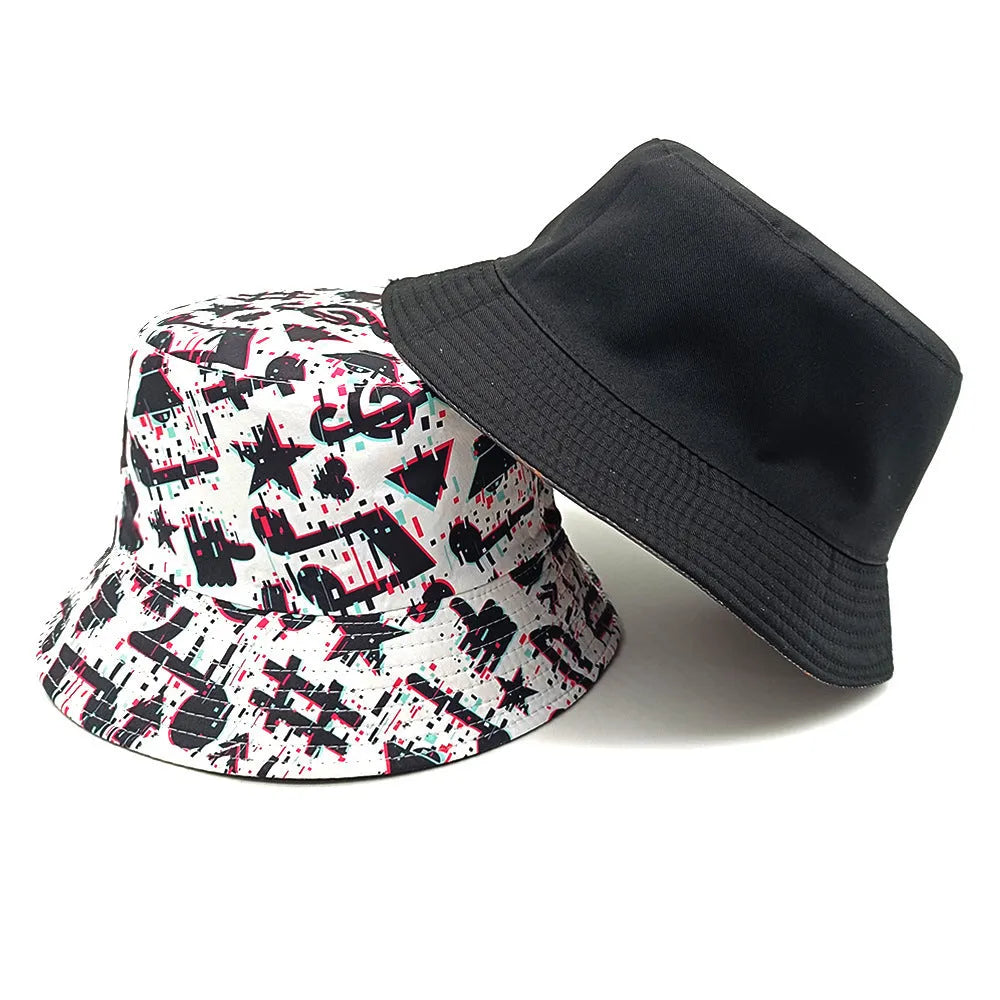Musical note pattern printing bucket hat in Note colour, dome crown, size M 56-58cm, polyester fabric for sun protection