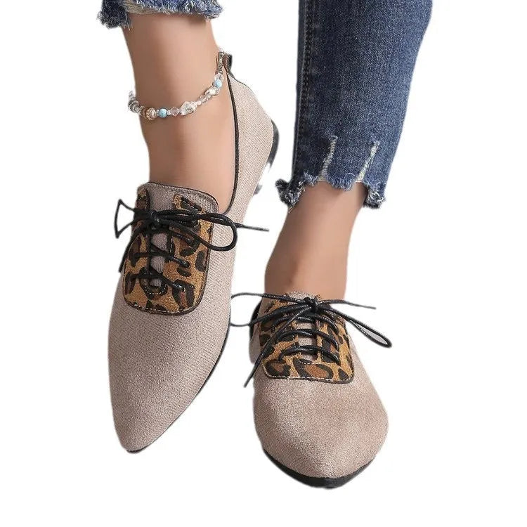 Beige leopard print plus size pumps with pointed toe and rubber sole in extended UK sizes