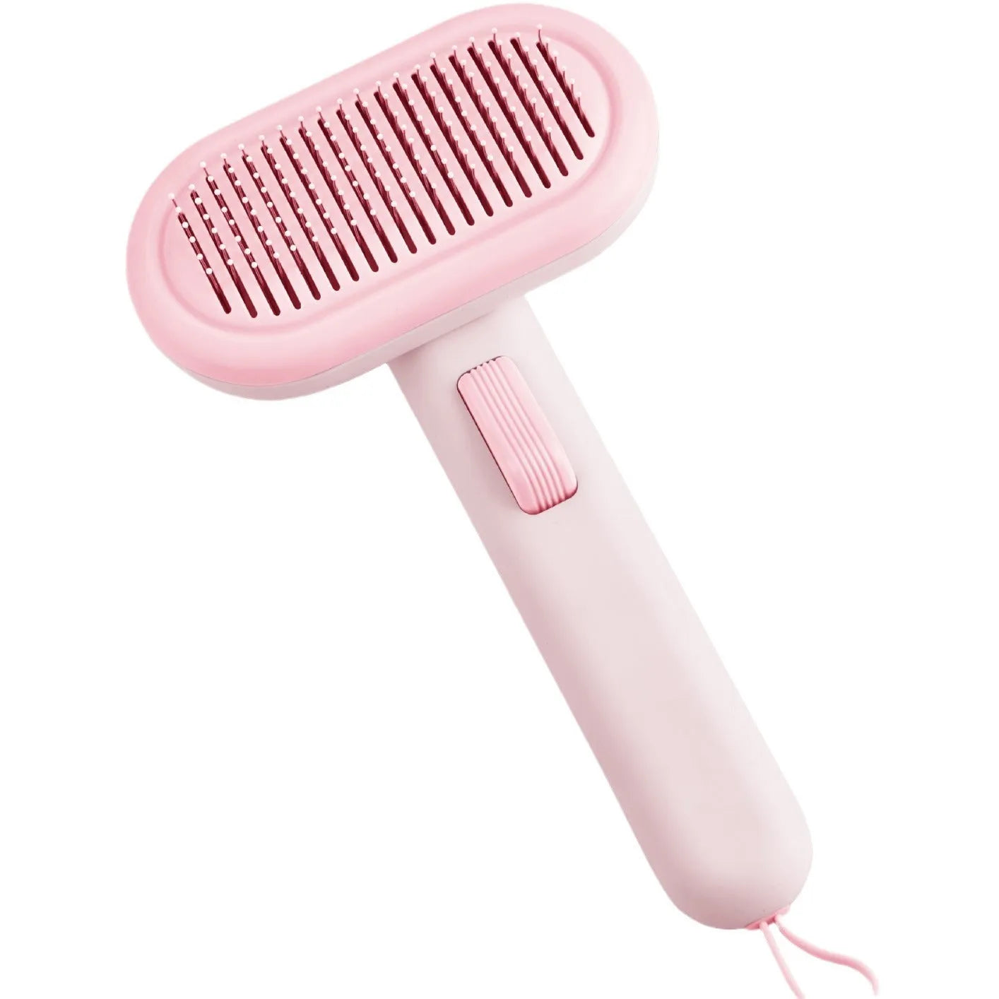 Large cat hair comb with one-click floating shaver for dog pet hair removal and knot untying in light grey.
