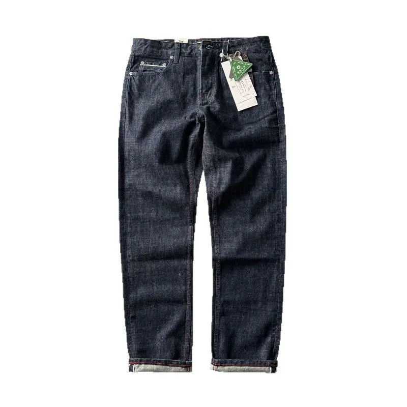 Men's straight leg denim jeans in primary colour with American retro styling