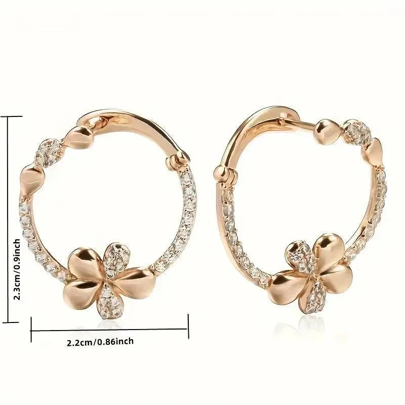 Copper round ring earrings for women, geometric shape, electroplated finish, EK13286-FD-01 colour, 1.5 cm diameter