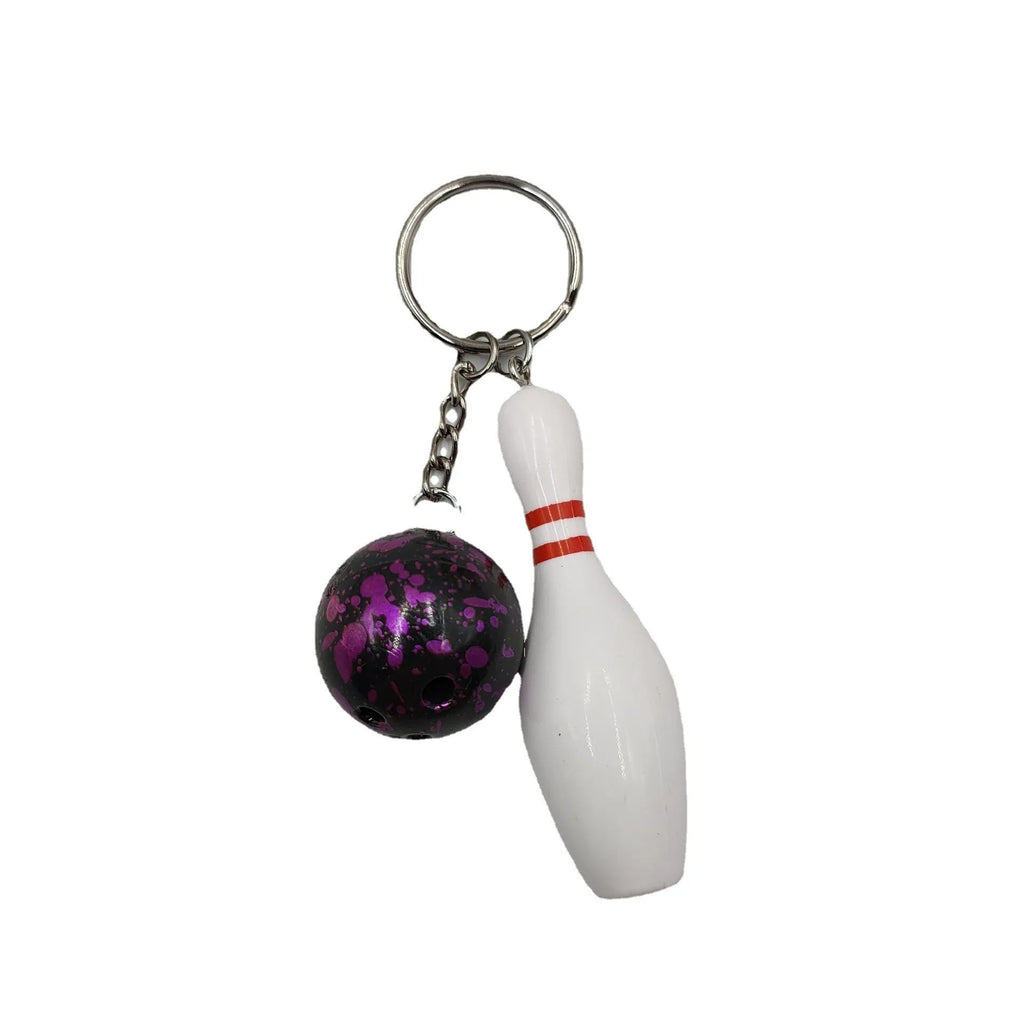Mini bowling keychain pendant in PVC metal showing sport simulation design