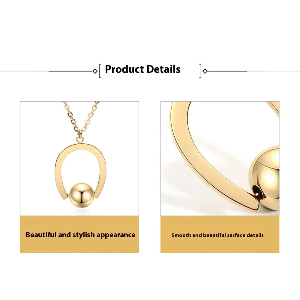Stainless steel bead chain necklace with geometric pendant on cross chain, gold or silver electroplated finish
