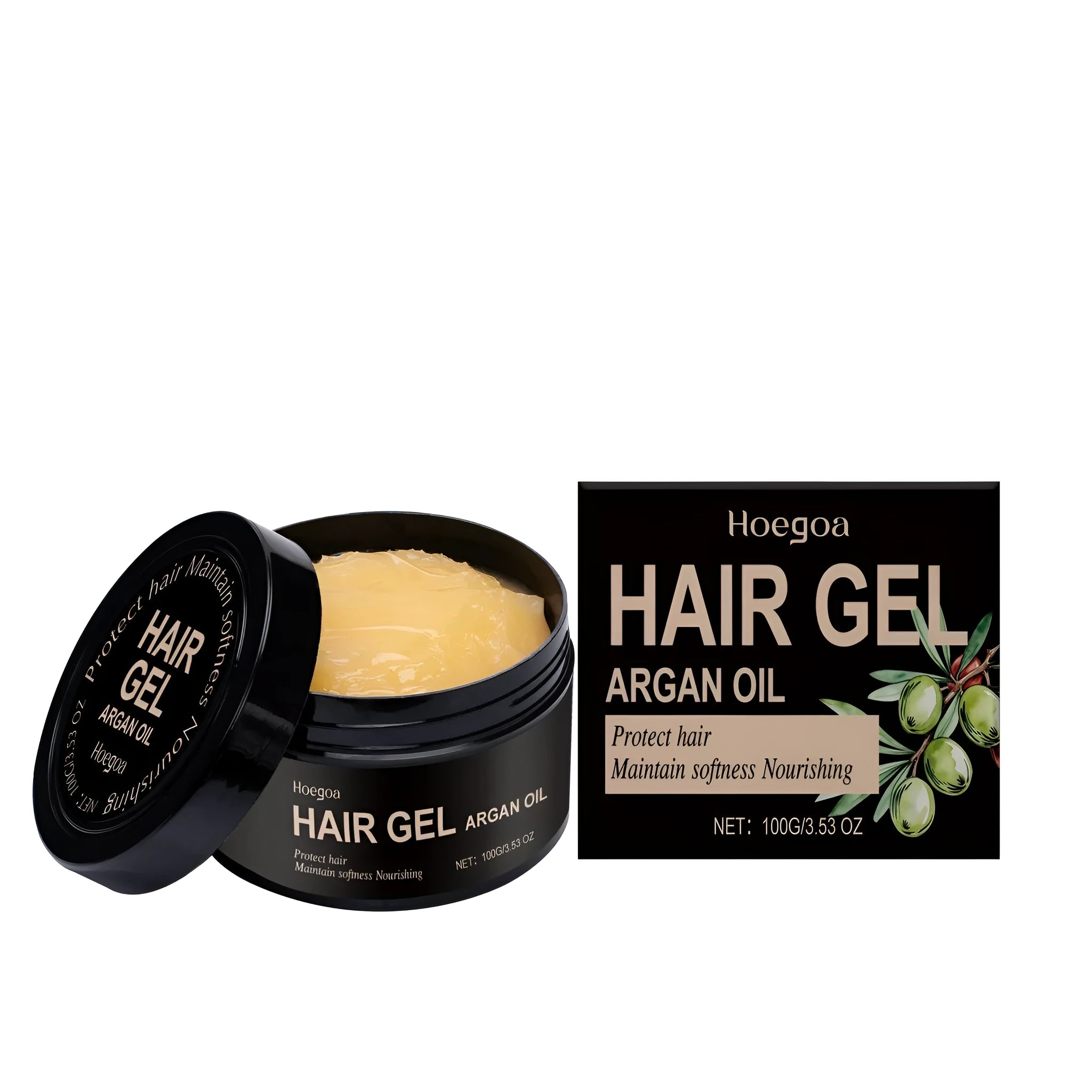100ml Moroccan nut oil hair styling gel bottle with hyaluronic acid and vitamin E