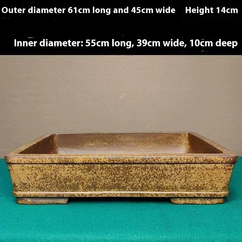 Straight shallow rectangular Yixing fine zisha purple sand flowerpot for plant cultivation