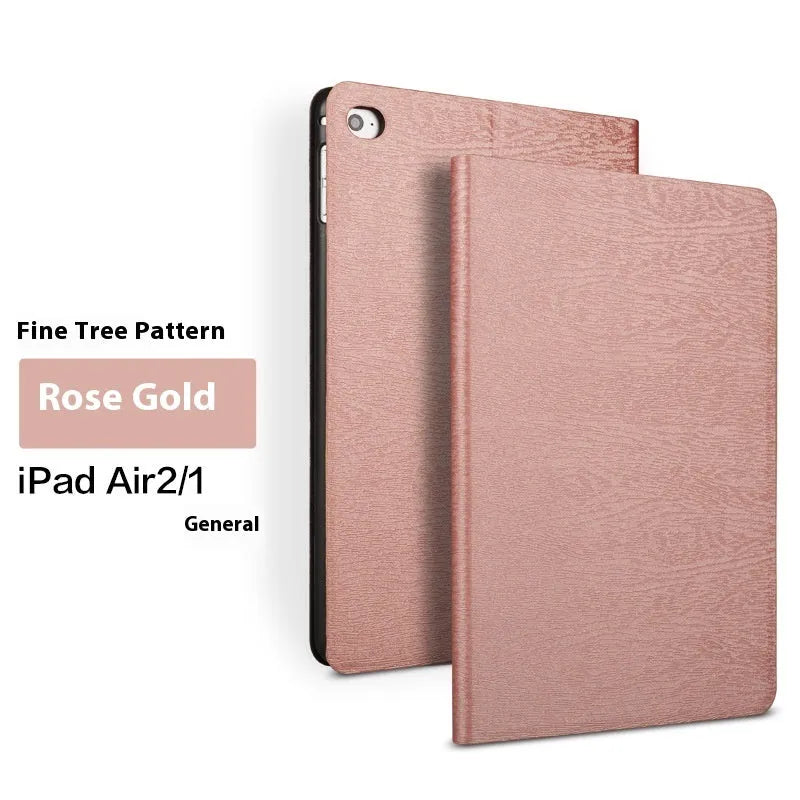 Imitation leather protective cover with sleep bracket for Apple iPad models in black and sapphire blue.