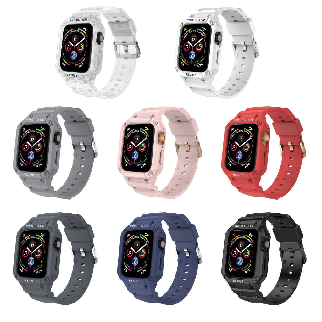 Soft TPU watch band strap for Apple Watch Series 8, 38mm size, black colour, with buckle closure