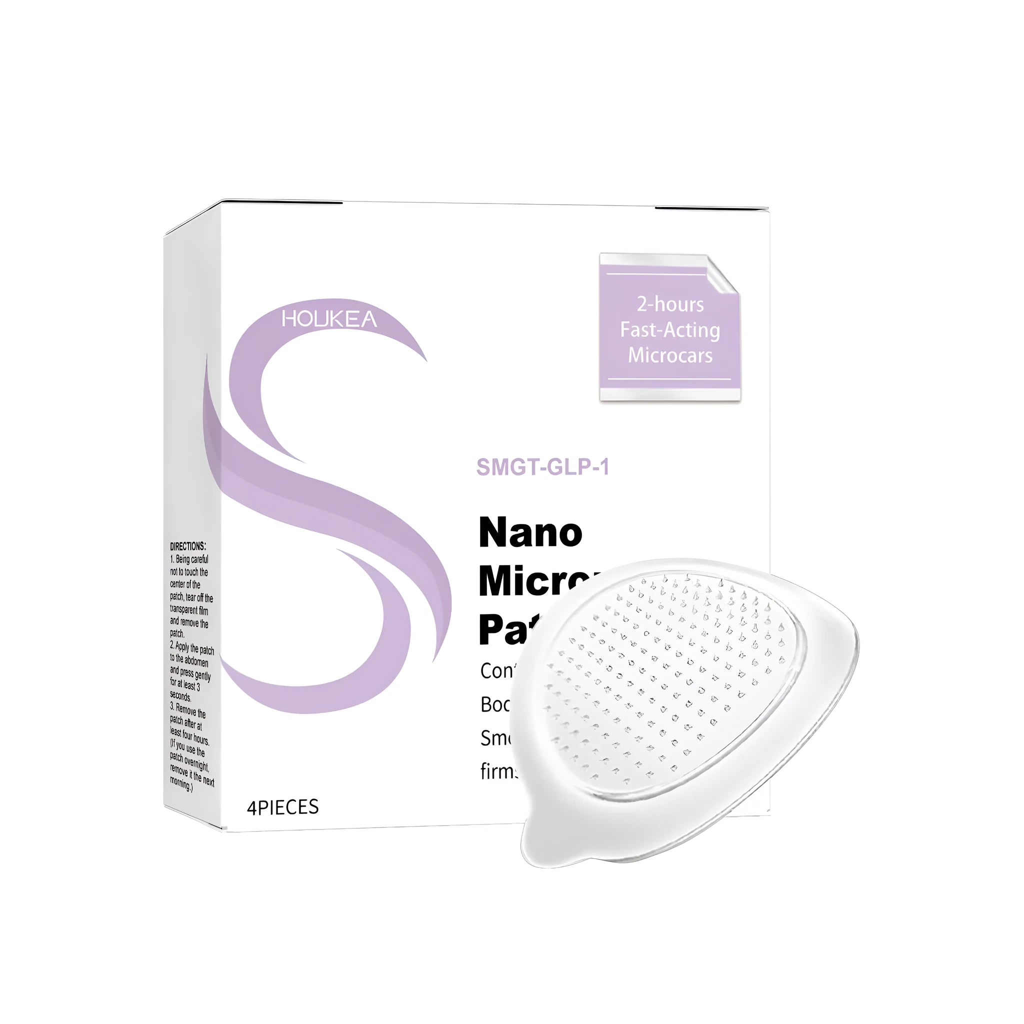 Four nano microneedle skincare patches in a pack, featuring ginger and mugwort root extracts.