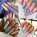 Ballet wave line detachable nail stickers with jelly glue in 24 and 96 piece packs, colour W067 wave line