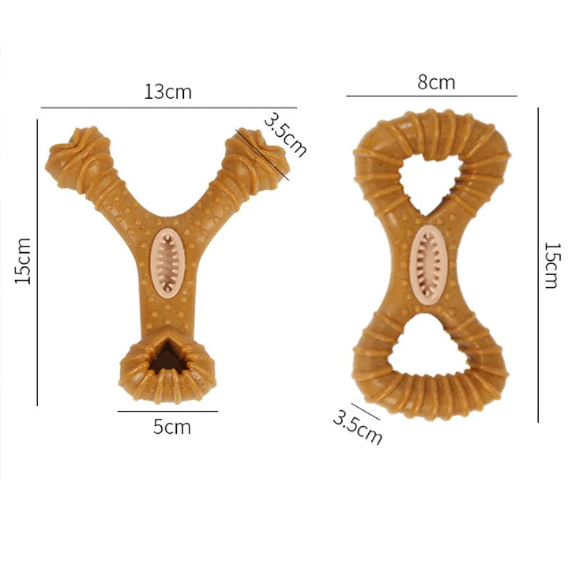Durable dog chew bone toy for dental health in 8-shape and Y-shape variations
