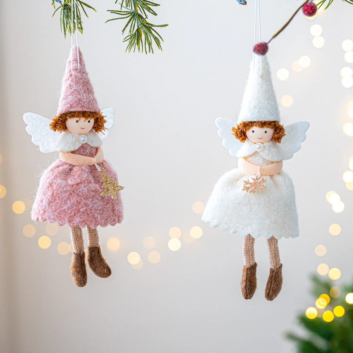 White cloth angel skirt felt pendant with modern simplicity design for Christmas decoration