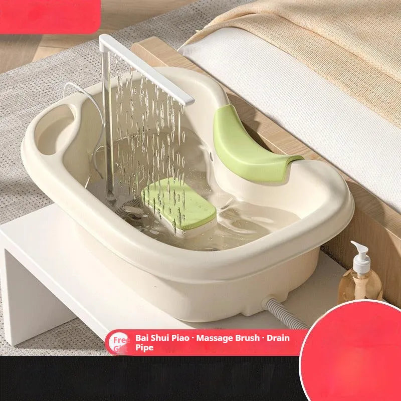 Light pink home lazy pregnant women lying in bed shampoo basin with head pad neck pillow and water pump
