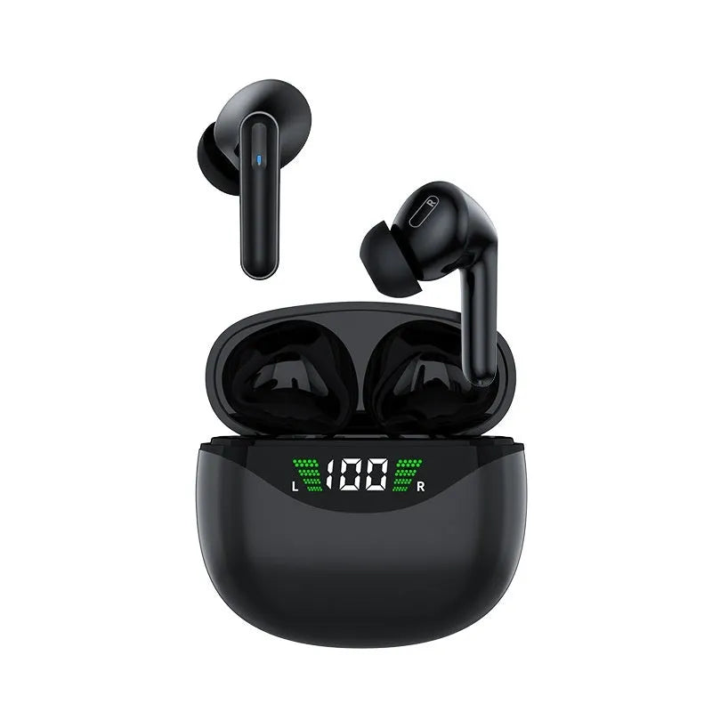 Black wireless Bluetooth earplug headset with PC+ABS body and Jerry chip