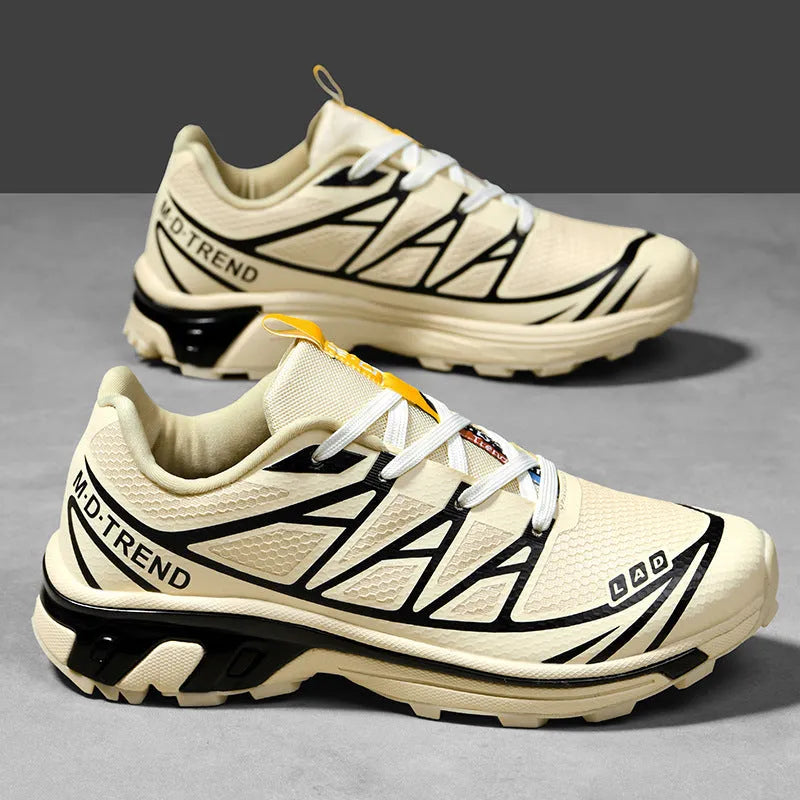 Low-top outdoor hiking shoes in multiple colours with lace-up front and rubber soles