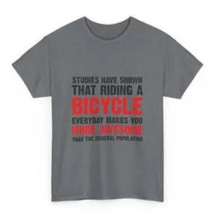 Grey women's short sleeve cotton t-shirt with a printed design, shown on a hanger.