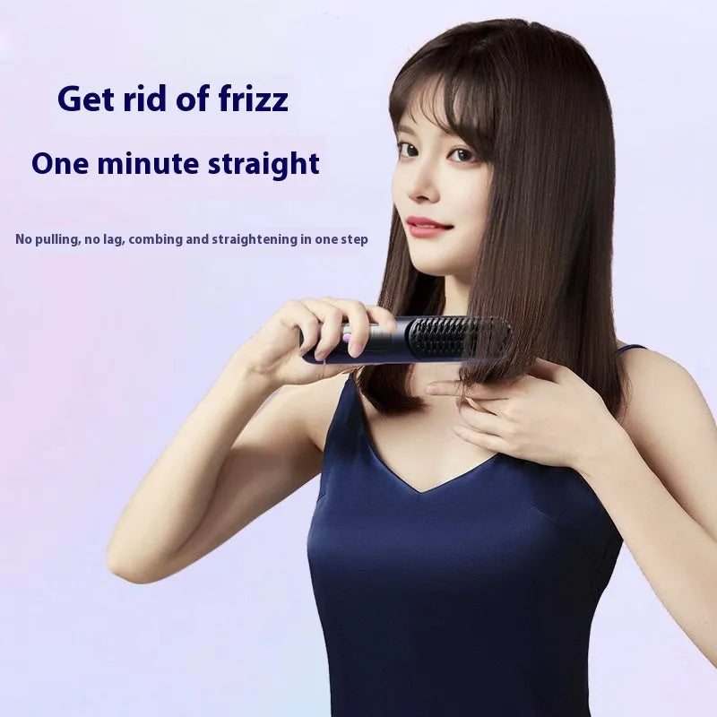 Portable charging negative ion hair straightening comb in blue, grey or white colour