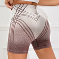 Women's high waisted gradient fitness shorts in black, nylon fabric, sizes XS to L
