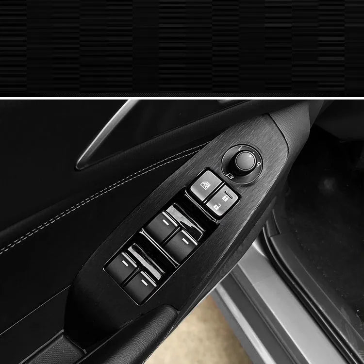 Unksera car dashboard decorative film sticker kit showing pre-cut pieces for centre console, instrument panel and gear handle coverage