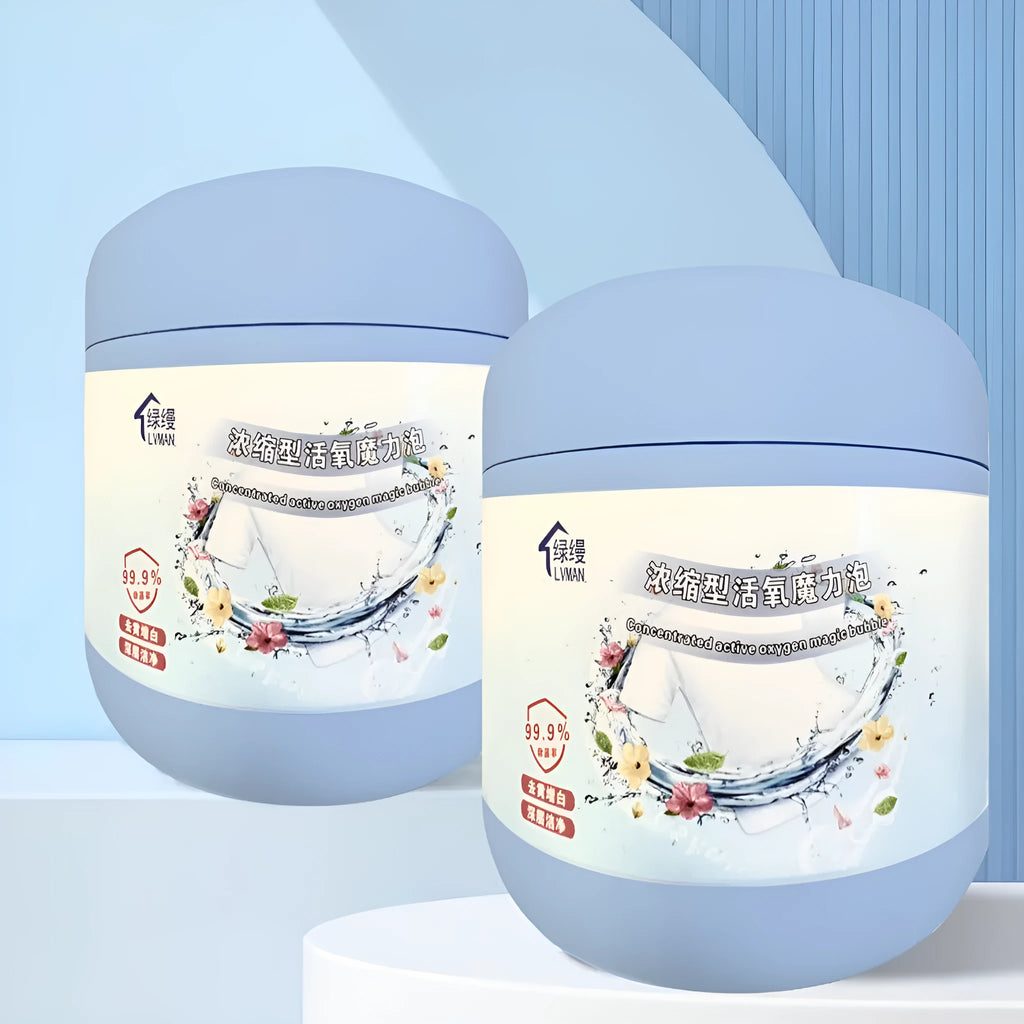 Bottle of active oxygen bleaching powder and stain remover, 400g net weight.