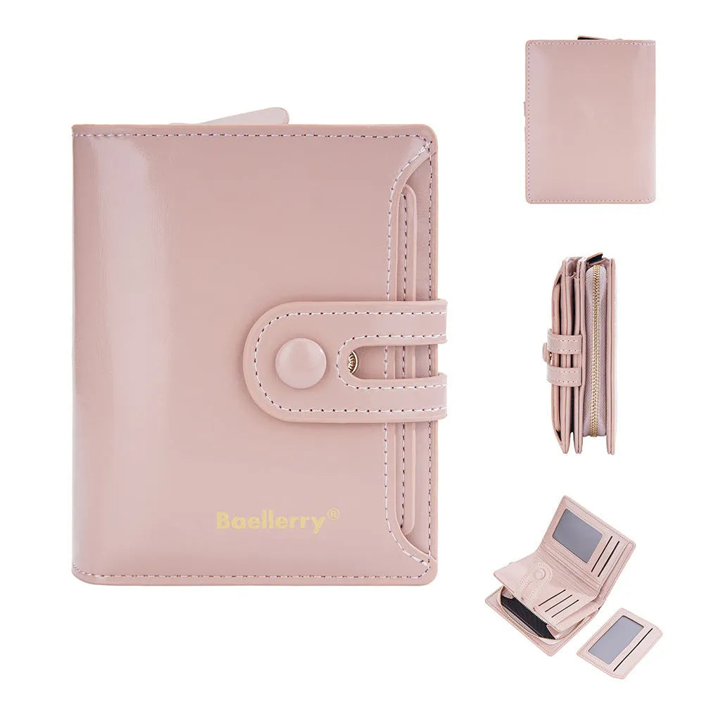 Women's PU leather card holder wallet in multiple colour options showing smooth polyester lining.