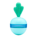 Blue durable rubber interactive dog treat dispenser ball with tumbler design for medium large breeds