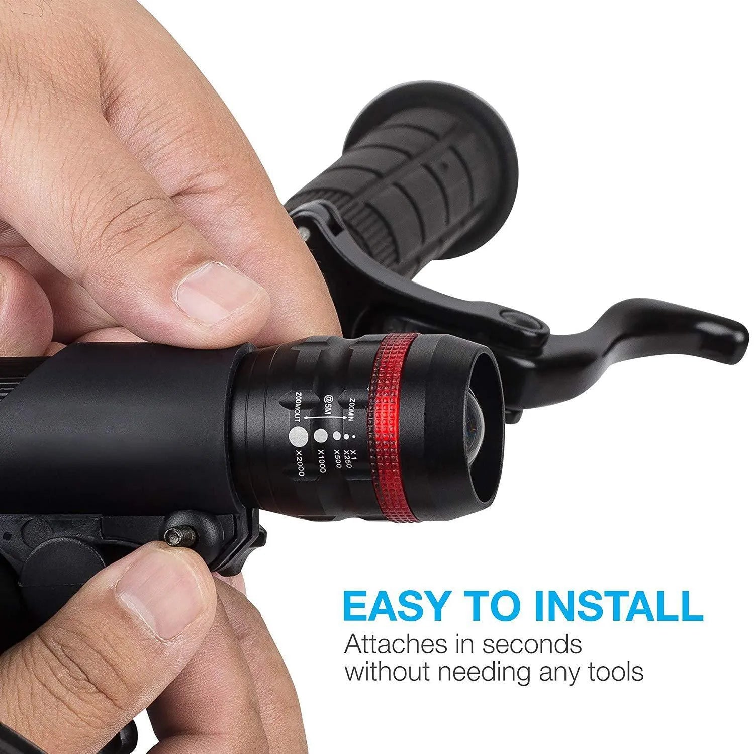 Bicycle headlight and taillight set with adjustable handlebar mounting bracket