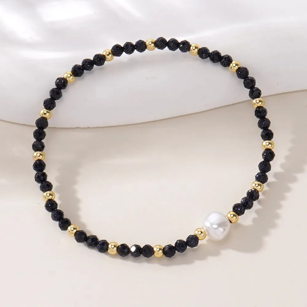 Unisex natural stone bracelet with geometric ellipse shape in light luxury style