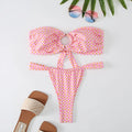 Women's floral printed tube top bikini swimsuit with briefs and backless design