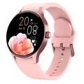 Black Bluetooth smart sport watch with round touch screen on a wrist, showing a watch face display.
