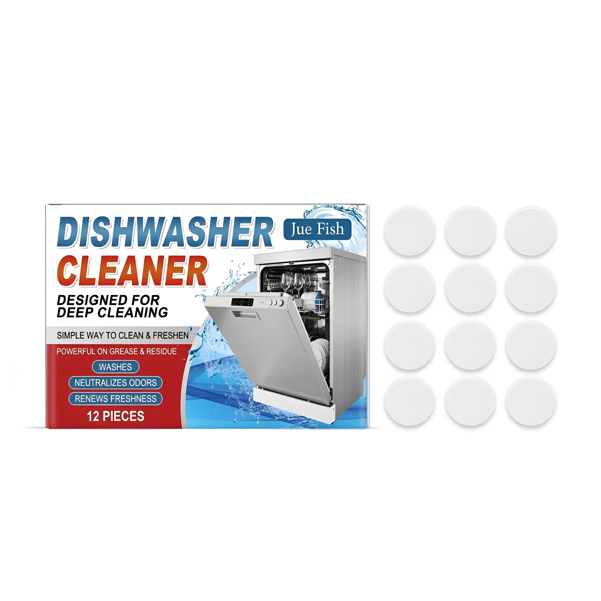 12-pack of dishwasher cleaning tablets for household appliance maintenance