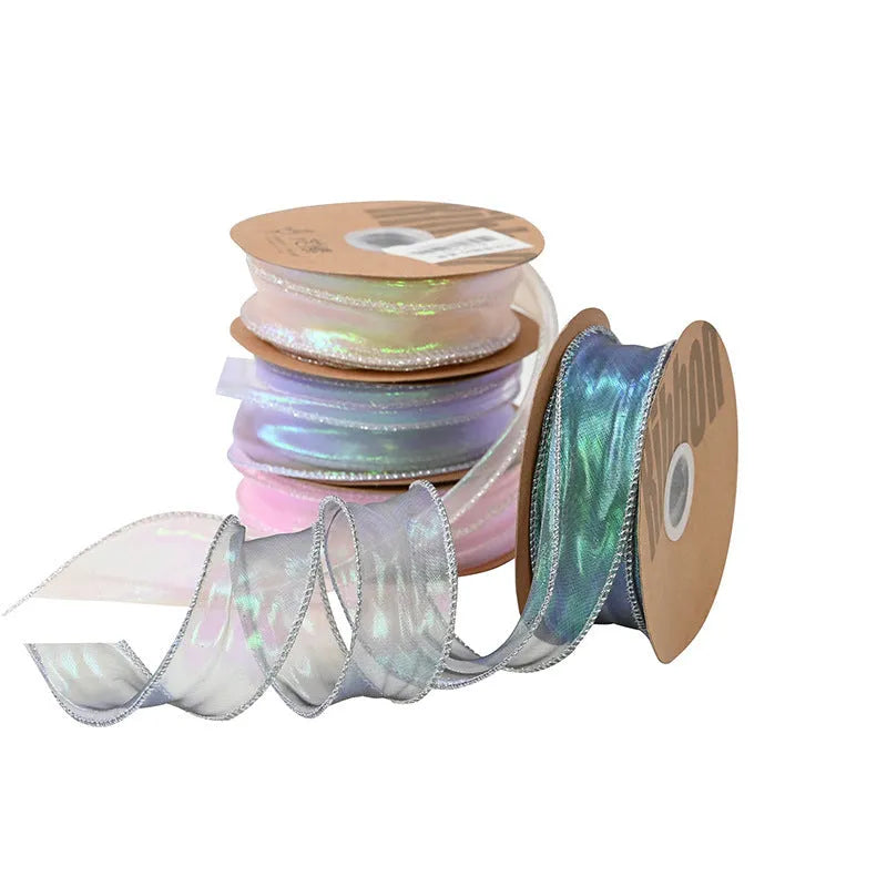 Colourful 4cm wide fishtail wave mesh ribbon roll for DIY crafts and gift wrapping