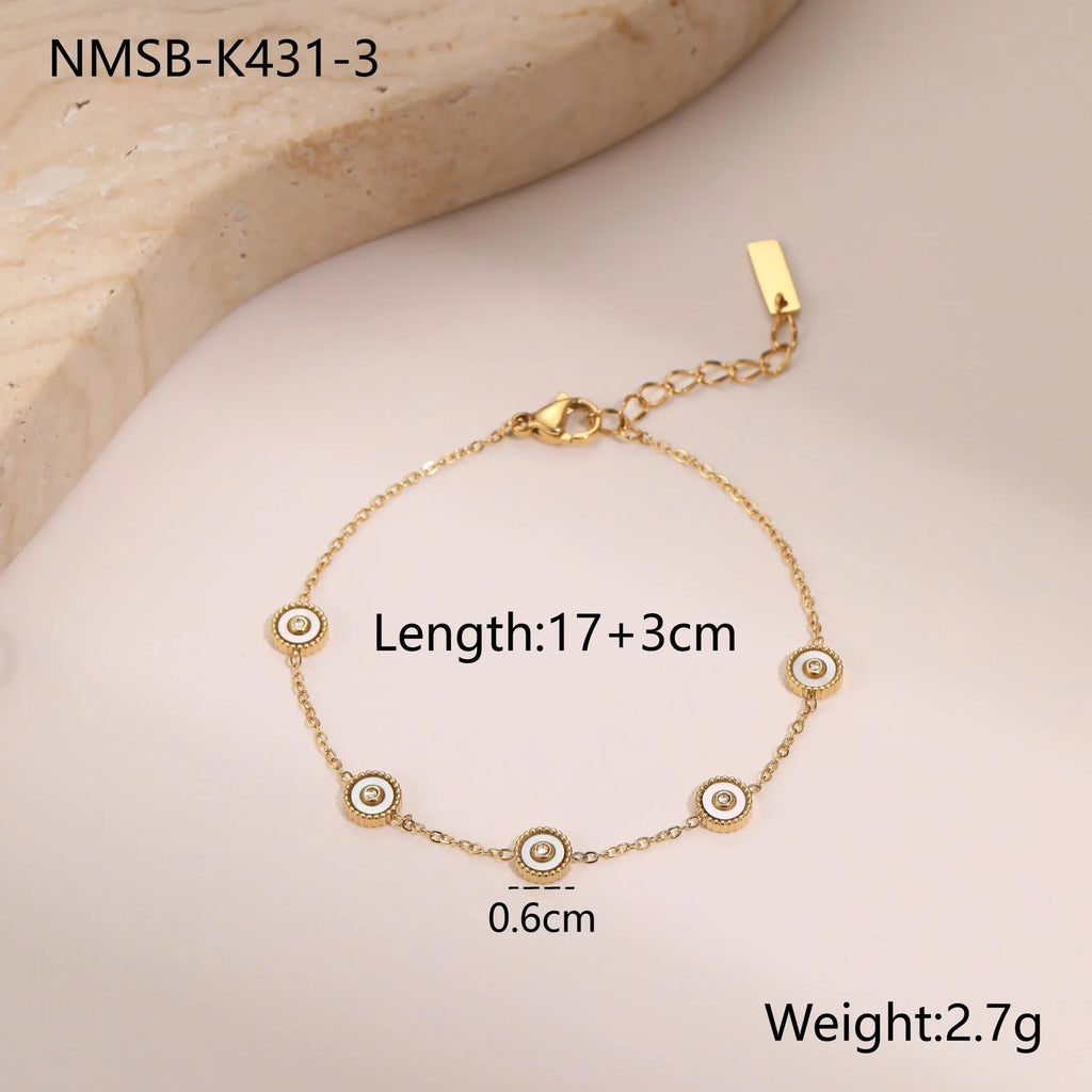 Light luxury fritillary stainless steel bracelet with 18K gold plating, geometric shape, women's fashion OL accessory