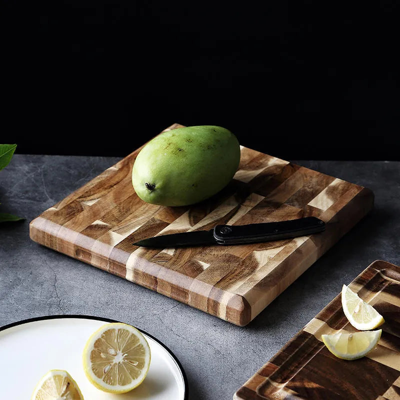 Kitchen household parquet solid wood cutting board in brown made from imported acacia wood with 3cm thickness