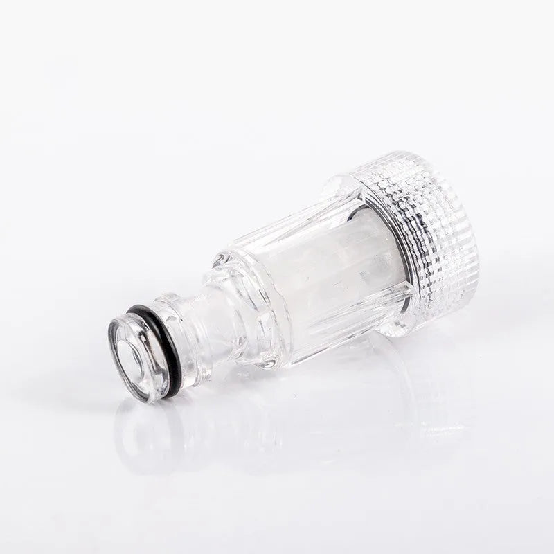 Transparent plastic inlet joint and filter for Karcher pressure washers with 3cm diameter connection