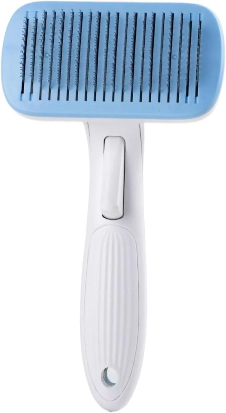Pet automatic hair removal comb in blue, grey, green, or pink colour options
