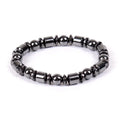 Black pentagram stone magnetic therapy bracelet with a stretch band for men and women.