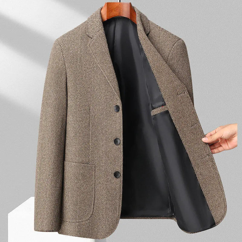 Men's solid colour loose fit polyester coat for spring and autumn casual wear