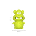 Green and yellow natural rubber dog toy for aggressive chewers with squeaker and fillable centre