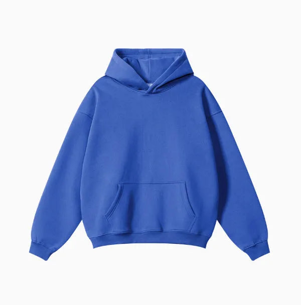 Men's loose fit hooded cotton sweater in multiple colours with drop-shoulder sleeves